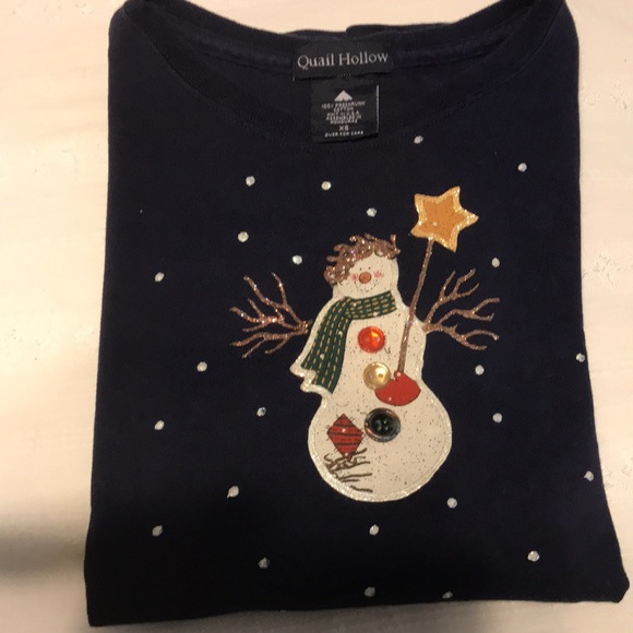 Girls Quail Hollow Navy Blue Snowman Tee - Picture 8 of 8